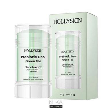 Парфумований дезодорант HOLLYSKIN Green Tea з гіалуроновою кислотою та пребіотиками, 50 гПарфумований дезодорант HOLLYSKIN Green Tea з гіалуроновою кислотою та пребіотиками, 50 г