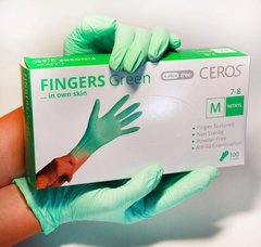 Рукавички нітрилові CEROS Green зелені (M) -100 шт/упРукавички нітрилові CEROS Green зелені (M) -100 шт/уп