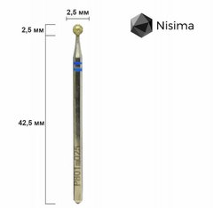 Насадка алмазна куля Nisima P801m025 2,5 ммНасадка алмазна куля Nisima P801m025 2,5 мм