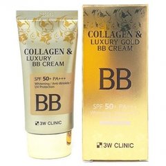 Солнцезащитный крем BB 3W Clinic Collagen & Luxury Gold BB Cream SPF 50+ PA+++ отбеливающий 50 млСолнцезащитный крем BB 3W Clinic Collagen & Luxury Gold BB Cream SPF 50+ PA+++ отбеливающий 50 мл