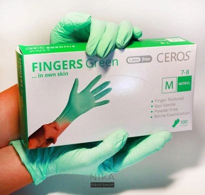 Перчатки нитриловые CEROS Green зеленые (M) -100 шт/упПерчатки нитриловые CEROS Green зеленые (M) -100 шт/уп