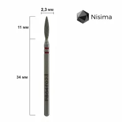Насадка алмазная пламя полутупое Nisima P864f023 2,3 ммНасадка алмазная пламя полутупое Nisima P864f023 2,3 мм