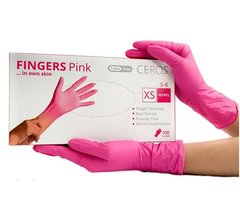 Рукавички нітрилові CEROS PINK рожеві (XS) -100 шт/упРукавички нітрилові CEROS PINK рожеві (XS) -100 шт/уп