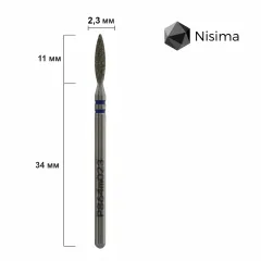 Насадка алмазная пламя полутупое Nisima P864m023 2,3 ммНасадка алмазная пламя полутупое Nisima P864m023 2,3 мм