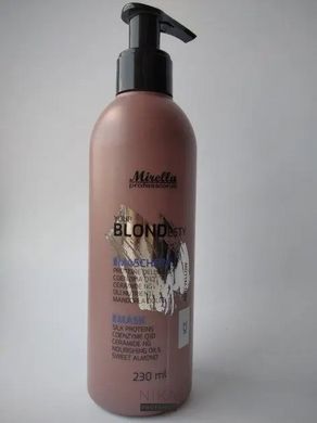 Маска MIRELLA Blond Pink с протеинами шелка для светлых, седых и поврежденных волос 230 мл.Маска MIRELLA Blond Pink с протеинами шелка для светлых, седых и поврежденных волос 230 мл.