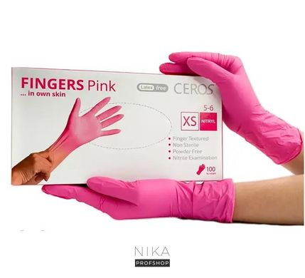 Рукавички нітрилові CEROS PINK рожеві (XS) -100 шт/упРукавички нітрилові CEROS PINK рожеві (XS) -100 шт/уп