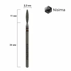 Фреза для манікюру алмазна полум'я тупе Nisima P863f023 2,3 ммФреза для манікюру алмазна полум'я тупе Nisima P863f023 2,3 мм