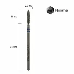 Фреза для манікюру алмазна полум'я тупе Nisima P863m023 2,3 ммФреза для манікюру алмазна полум'я тупе Nisima P863m023 2,3 мм