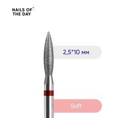 Фреза алмазное пламя 2.5*10 мм красная NAILSOFTHEDAYФреза алмазное пламя 2.5*10 мм красная NAILSOFTHEDAY