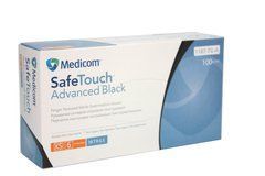 Рукавиці нітрилові MEDICOM SAFE TOUCH чорні XS 100 шт