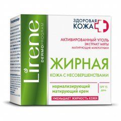 Крем для обличчя для жирної та комбінованої шкіри універсальний Lirene Нормалізуючий матуючий, 50 млКрем для обличчя для жирної та комбінованої шкіри універсальний Lirene Нормалізуючий матуючий, 50 мл