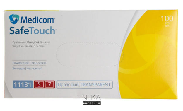 Перчатки виниловые CEROS MEDICOM SAFE TOUCH Прозрачные S 100 штПерчатки виниловые CEROS MEDICOM SAFE TOUCH Прозрачные S 100 шт