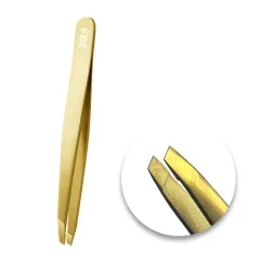 Пінцет для брів професійний ZOLA Gold скошенийПінцет для брів професійний ZOLA Gold скошений