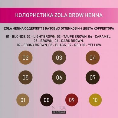 Хна для бровей ZOLA 06 dark brown 10г