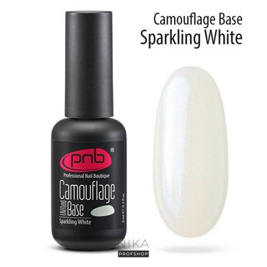 База камуфлирующая каучуковая PNB блестящая белая UV/LED Camouflaгe Base Sparkling White 8 млБаза камуфлирующая каучуковая PNB блестящая белая UV/LED Camouflaгe Base Sparkling White 8 мл