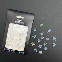 Набір об'ємного 3D декору Designer для нігтів 50 шт D1 метелики, троянди, бантикиНабір об'ємного 3D декору Designer для нігтів 50 шт D1 метелики, троянди, бантики