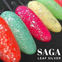 Топ для гель-лаку без липкого шару з додаванням сріблястї слюди Saga Leaf Silver.Топ для гель-лаку без липкого шару з додаванням сріблястї слюди Saga Leaf Silver.