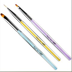 Набір пензлів mArt 3 шт для моделювання і дизайну напівпрозора ручкаНабір пензлів mArt 3 шт для моделювання і дизайну напівпрозора ручка