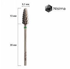 Фреза для маникюра твердосплавная Nisima HR707cK спиральная насечка 5,1 ммФреза для маникюра твердосплавная Nisima HR707cK спиральная насечка 5,1 мм