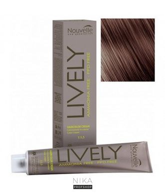 Крем-фарба безаміачна NOUVELLE 5.3 Світло-каштановий золотистий Lively Hair Color 100 млКрем-фарба безаміачна NOUVELLE 5.3 Світло-каштановий золотистий Lively Hair Color 100 мл