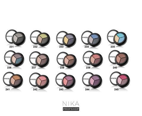 Тени для век PAESE Опал Перламутровые (242) Opal Eyeshadows Perl, Silk Trio 2,85г, 2.9