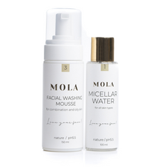 Набір MOLA натуральної косметики для очищення для сухої шкіриНабір MOLA натуральної косметики для очищення для сухої шкіри